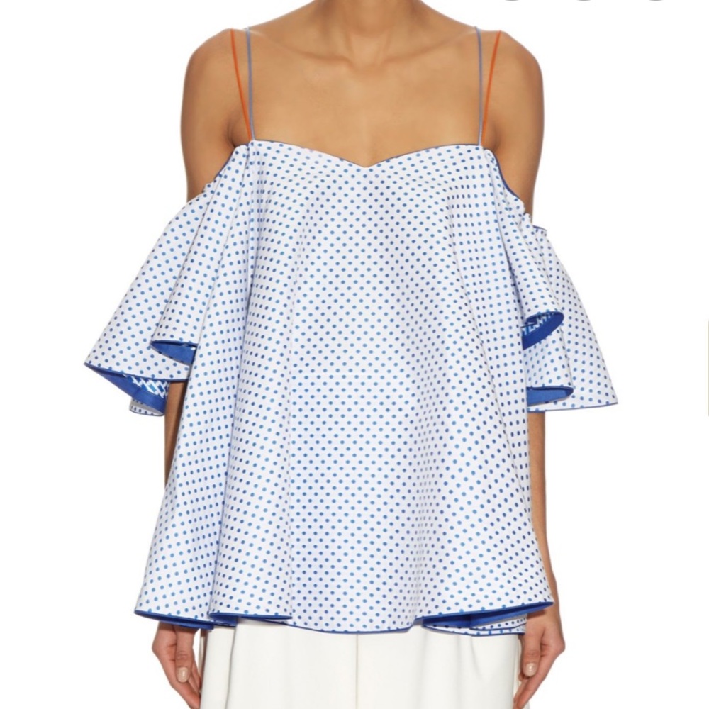 Anna October off the shoulder polka dot top new xs